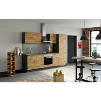 KÜCHENBLOCK 270 cm   in Graphitfarben, Eiche Wotan  - Chromfarben/Schieferfarben, MODERN, Holzwerkstoff/Metall (270cm) - Held