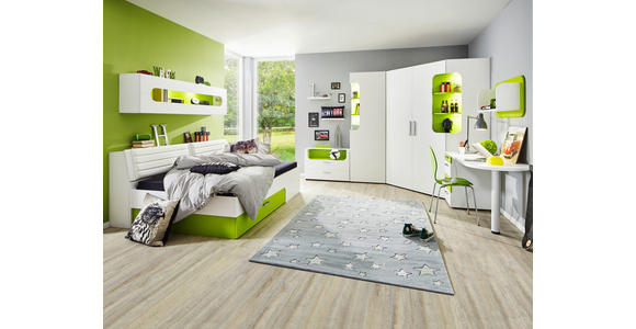 ECKKLEIDERSCHRANK 150/210/128 cm - Weiß/Hellgrün, Design, Holzwerkstoff (150/210/128cm) - Venda