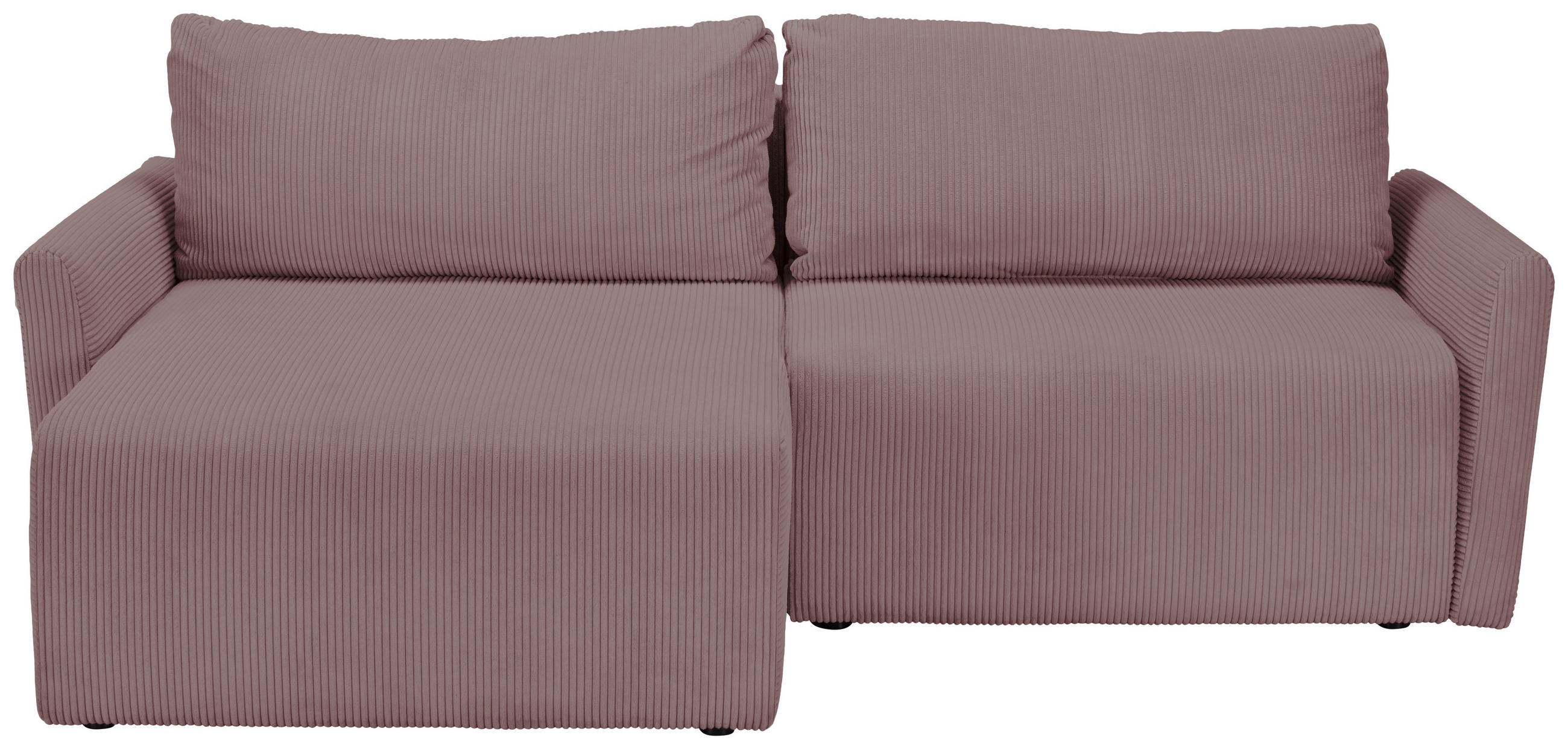 ECKSOFA Altrosa Cord  - Schwarz/Altrosa, KONVENTIONELL, Kunststoff/Textil (228/146cm) - MID.YOU