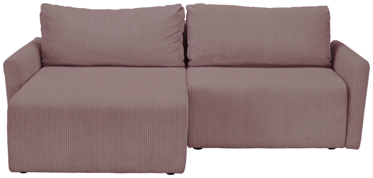 ECKSOFA in Cord Altrosa  - Schwarz/Altrosa, Konventionell, Kunststoff/Textil (228/146cm) - MID.YOU