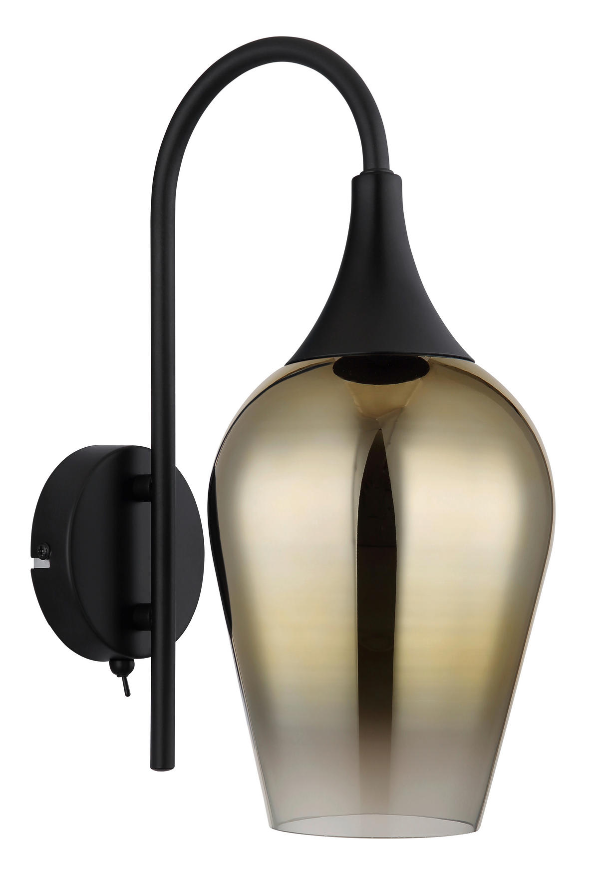 VÄGGLAMPA 15/36 cm   - klar/svart, Design, metall/glas (15/36cm) - Globo