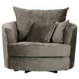 SESSEL in Chenille Dunkelgrau  - Dunkelgrau/Schwarz, KONVENTIONELL, Textil/Metall (115/72/115cm) - Carryhome