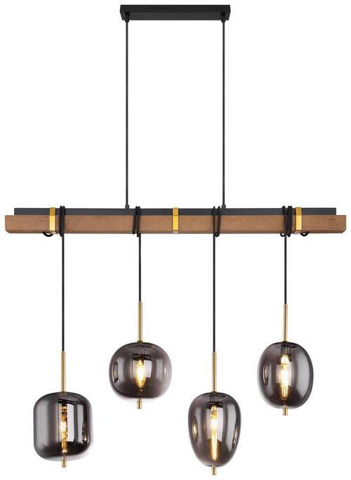LAMPĂ SUSPENDATĂ 100/18,5/140 cm  - maro/alămiu, Design, lemn/metal (100/18,5/140cm) - Globo