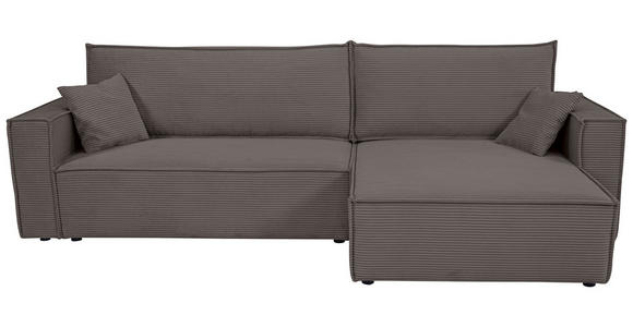 ECKSOFA inkl. Funktionen Anthrazit Cord  - Anthrazit/Schwarz, Design, Textil (267/141cm) - Xora
