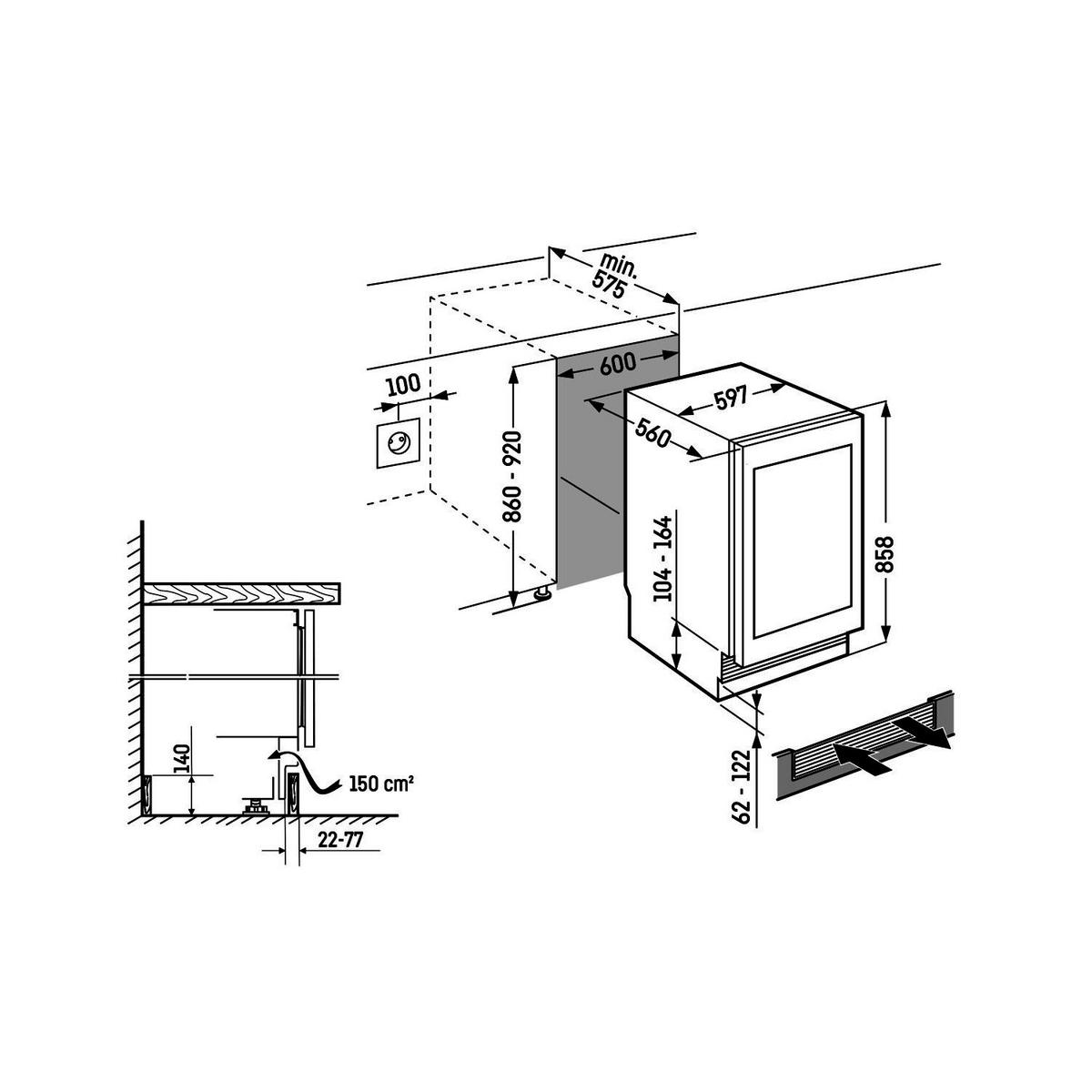 WEINKÜHLSCHRANK UWgbi 3782  - Schwarz, Basics, Holz/Kunststoff (59,7/85,9/57,9cm) - Liebherr