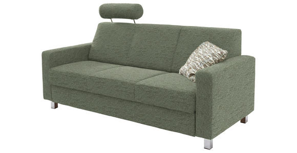 3-SITZER-SOFA in Flachgewebe Hellgrün  - Chromfarben/Hellgrün, Design, Textil/Metall (195/83/85cm) - Xora