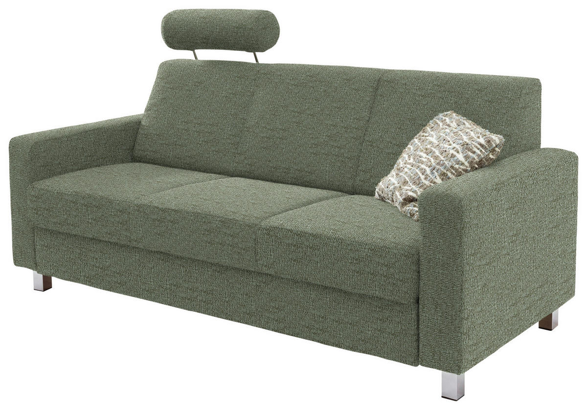 3-SITZER-SOFA in Flachgewebe Hellgrün  - Chromfarben/Hellgrün, Design, Textil/Metall (195/83/85cm) - Xora