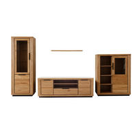 WOHNWAND 4-teilig  in Wildeiche  407/200/54 cm   - Wildeiche/Schwarz, Design, Glas/Holz (407/200/54cm) - MID.YOU