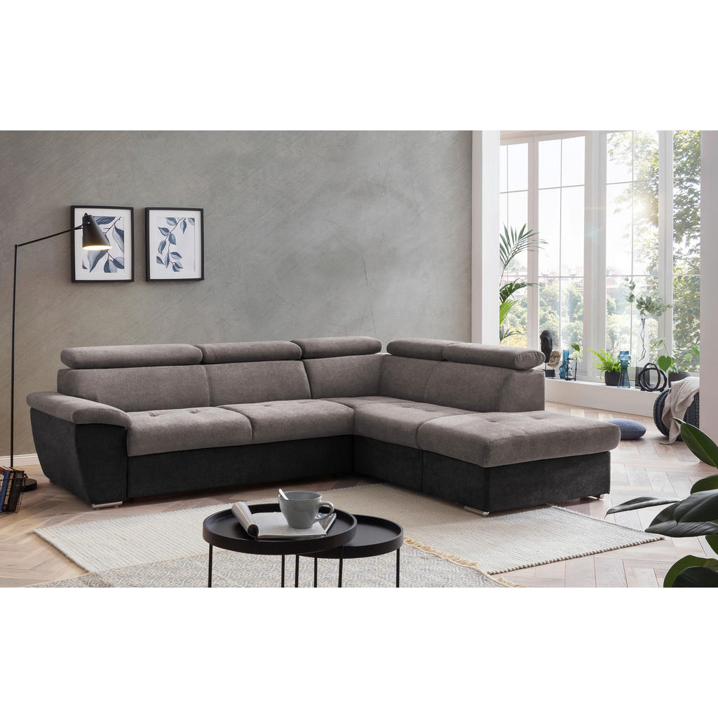 Thumbnail - Livetastic Ecksofa, Grau, Schwarz, Textil, 4-Sitzer, Ottomane rechts, L-Form, 262x216 cm, Made in EU, seitenverkehrt erh...