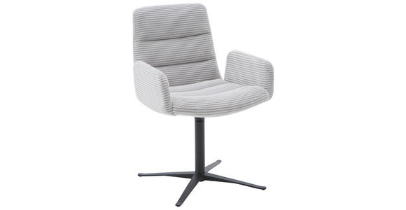 ARMLEHNSTUHL in Cord - Hellgrau/Schwarz, Design, Textil/Metall (61/88/66cm) - Dieter Knoll