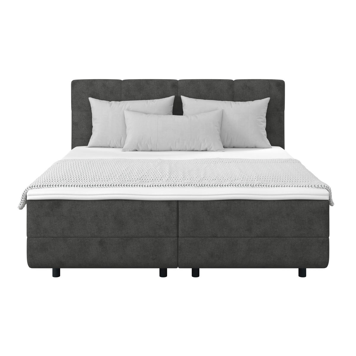 POLSTERBETT Bettkasten, Topper 160/200 cm  in Dunkelgrau  - Dunkelgrau/Schwarz, MODERN, Kunststoff/Textil (160/200cm) - MID.YOU