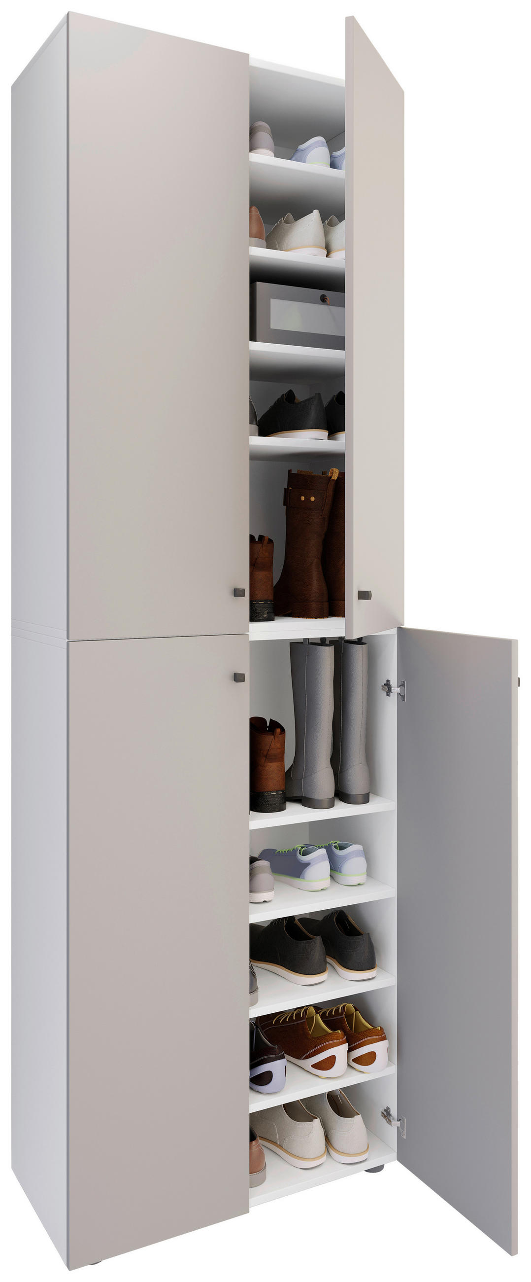 SCHUHSCHRANK Lona  in 70/220/40 cm  - Silberfarben/Schwarz, Design, Holzwerkstoff/Kunststoff (70/220/40cm) - MID.YOU