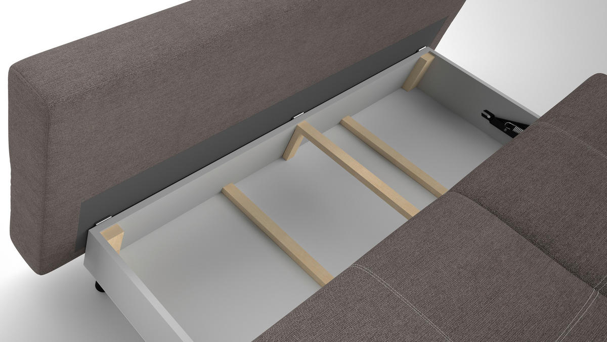 SCHLAFSOFA  mit Schlafen auf Sitzhöhe, Rücken echt Struktur Dunkelbraun  - Dunkelbraun/Schwarz, Design, Textil/Metall (197/94/96cm) - MID.YOU