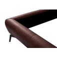 POLSTERBETT 180/200 cm,  in Dunkelbraun, gepolstertes Kopfteil,  - Dunkelbraun/Schwarz, Design, Leder/Metall (180/200cm) - Esposa