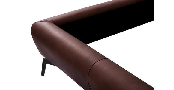POLSTERBETT 180/200 cm,  in Dunkelbraun, gepolstertes Kopfteil,  - Dunkelbraun/Schwarz, Design, Leder/Metall (180/200cm) - Esposa