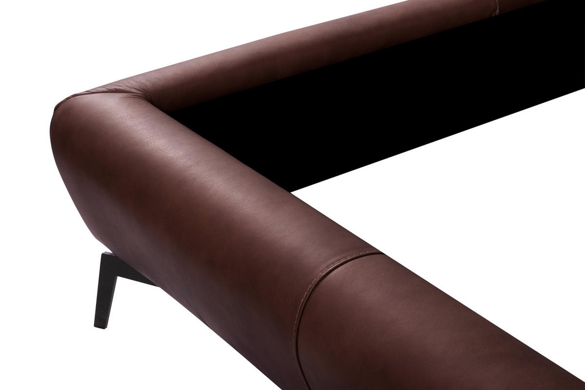 POLSTERBETT gepolstertes Kopfteil Dunkelbraun 180/200 cm  - Dunkelbraun/Schwarz, Design, Leder/Metall (180/200cm) - Esposa