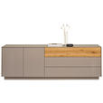 LOWBOARD Taupe, Eichefarben  207/69/42 cm  - Taupe/Eichefarben, Design, Glas/Holz (207/69/42cm) - Novel