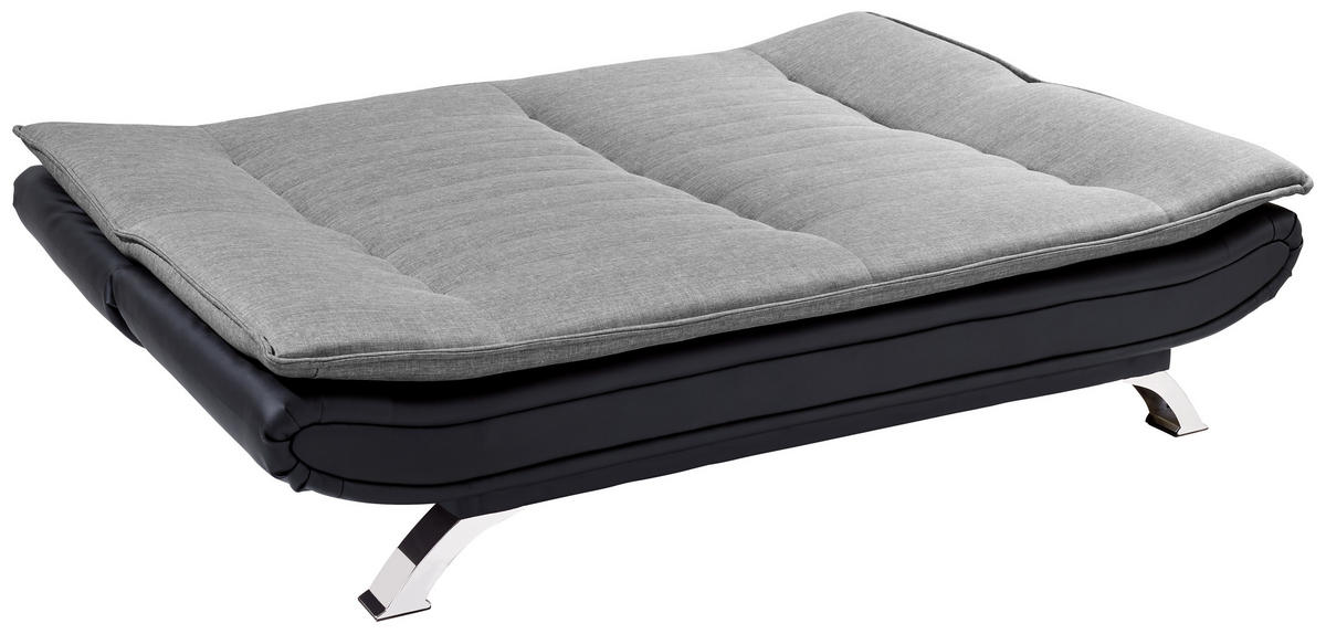 SCHLAFSOFA in Lederlook, Webstoff Grau, Schwarz, Edelstahlfarben  - Edelstahlfarben/Schwarz, Basics, Textil/Metall (190/90/102cm) - MID.YOU