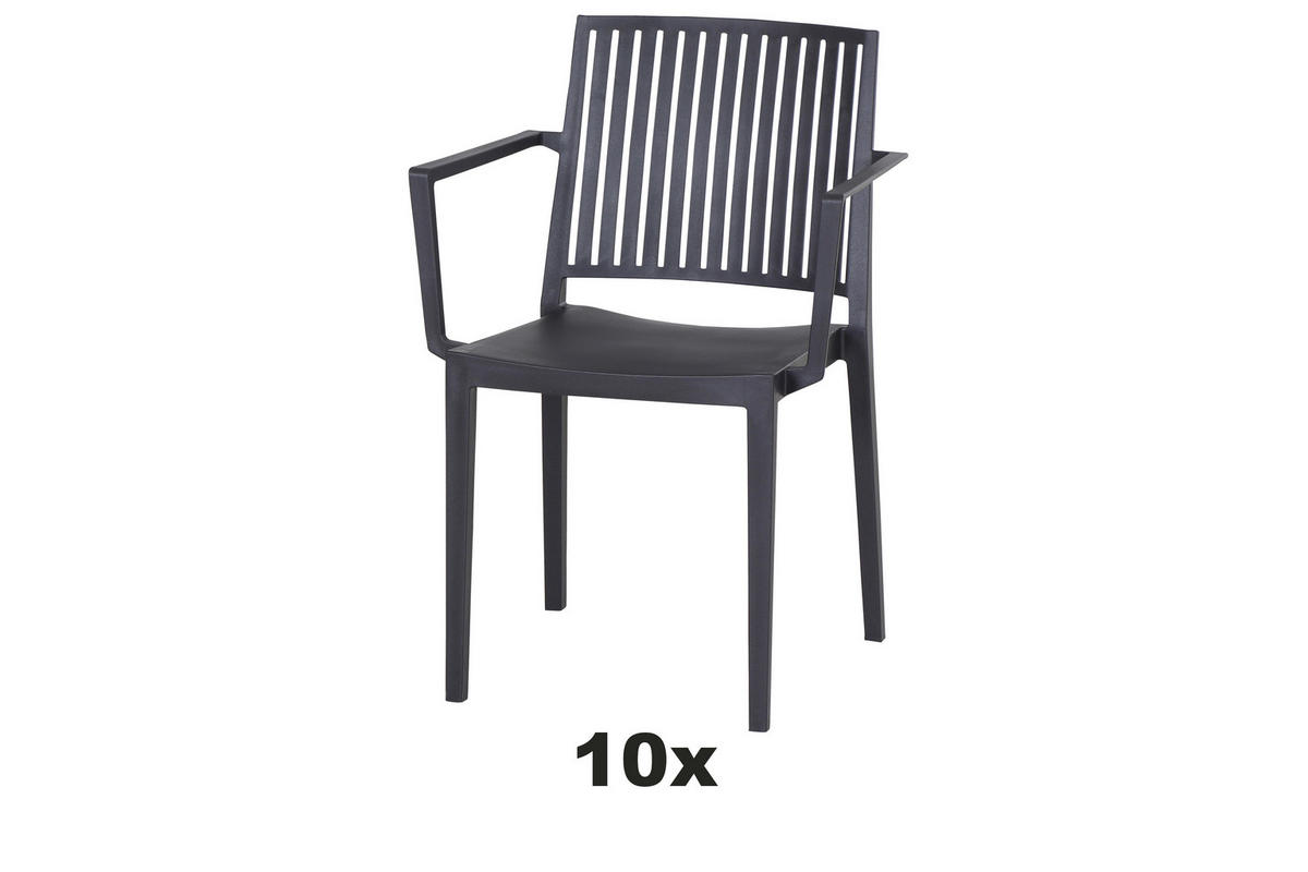 GARTENSESSEL-SET Anthrazit  - Anthrazit, Basics, Kunststoff (57/80/56cm) - Siena Garden