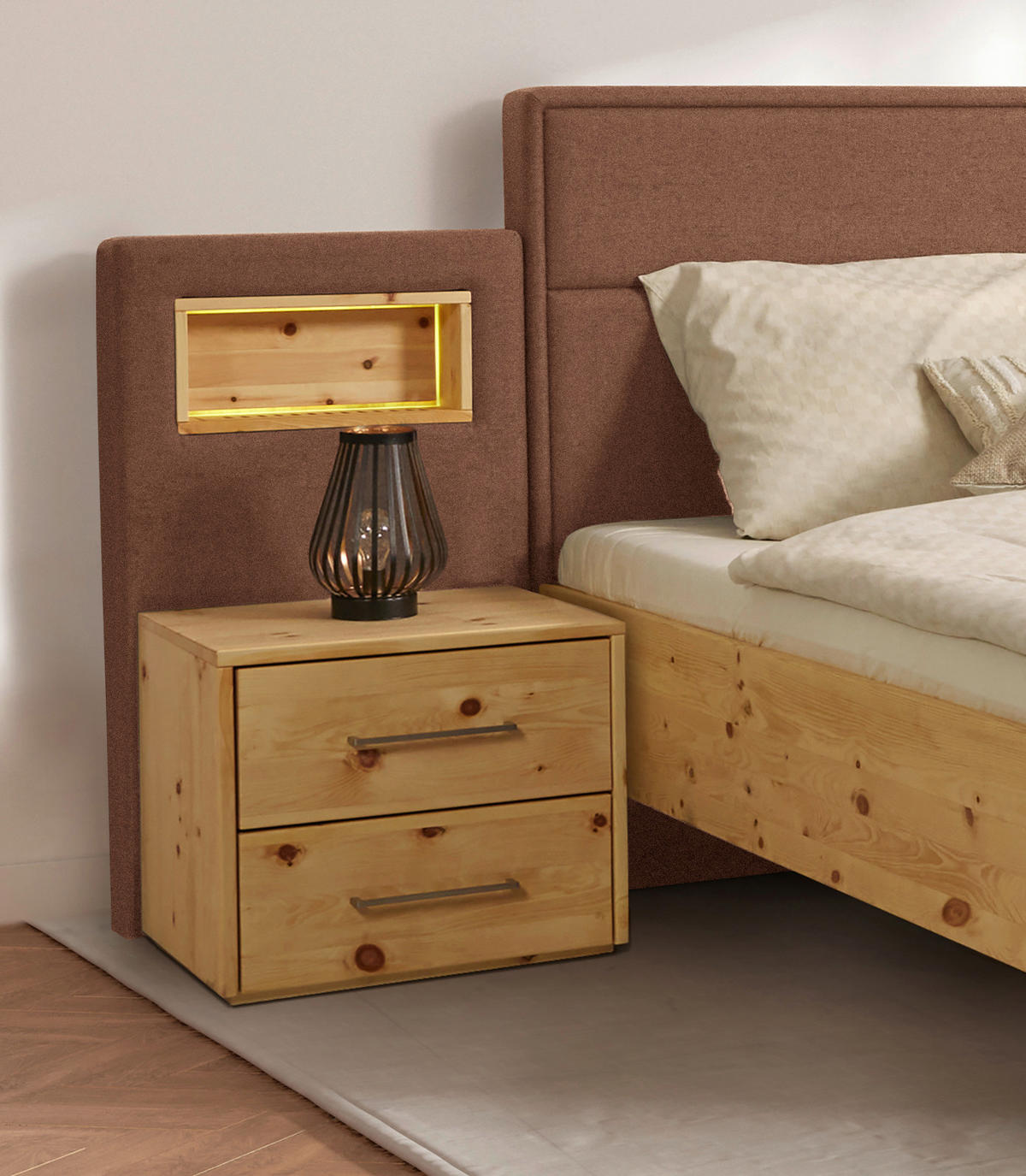 BETT 200/200 cm  Zirbelkieferfarben, Rostfarben   - Rostfarben/Zirbelkieferfarben, Natur, Holz/Textil (200/200cm) - Valnatura