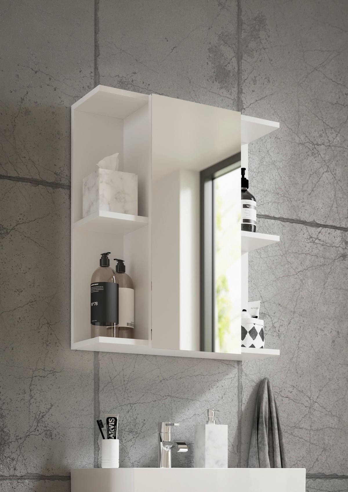 SPIEGELSCHRANK 60/71/20 cm  - Weiß, MODERN, Glas/Holzwerkstoff (60/71/20cm) - MID.YOU