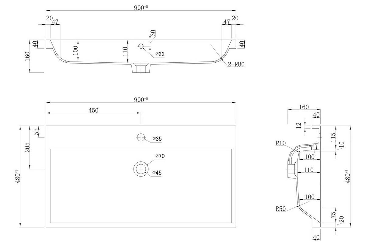 WASCHTISCHKOMBI 90 cm  - Eichefarben/Weiß, Basics, Holzwerkstoff/Stein (90cm) - MID.YOU