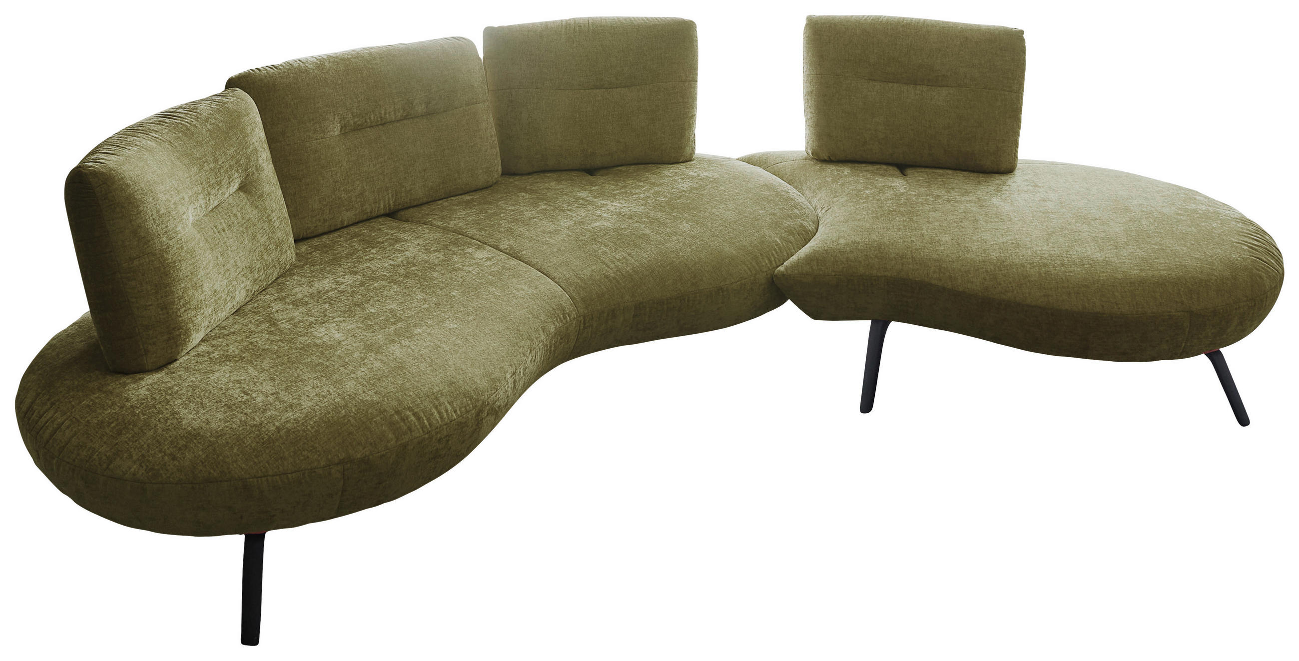 BIGSOFA Flachgewebe Olivgrün  - Schwarz/Olivgrün, Design, Textil/Metall (456/93/138cm) - Moderano