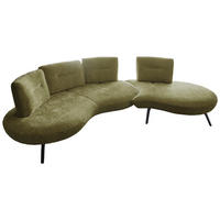 BIGSOFA Flachgewebe Olivgrün  - Schwarz/Olivgrün, Design, Textil/Metall (456/93/138cm) - Moderano