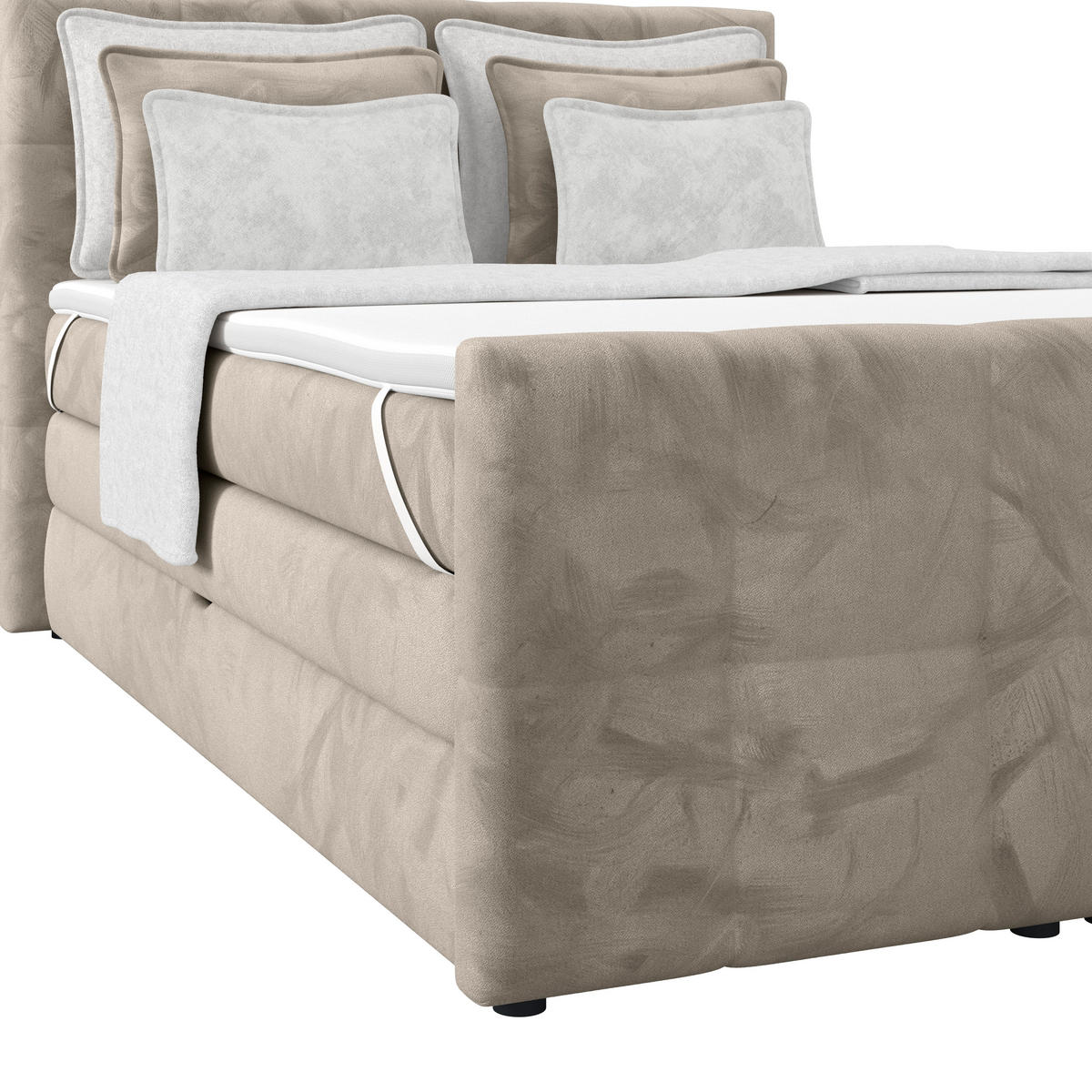 BOXSPRINGBETT 140/200 cm,  in Taupe, gepolstertes Kopfteil, Bettkasten, Topper, Matratzen, H3 + H3 = fest  - Taupe, KONVENTIONELL, Holz/Holzwerkstoff (140/200cm) - Luca Bessoni