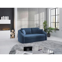 2,5-SITZER in Samt Blau  - Blau/Schwarz, Modern, Kunststoff/Textil (196/88/107cm) - Sit & More