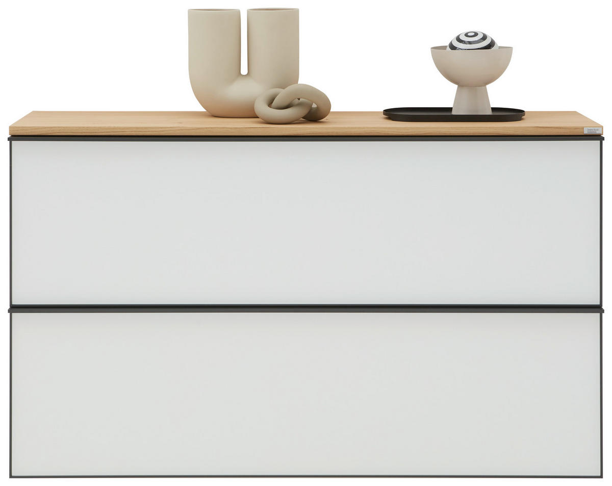 SCHUHKIPPER  in 140/83/31 cm  - Weiss/Eichefarben, Design, Glas/Holz (140/83/31cm) - Dieter Knoll