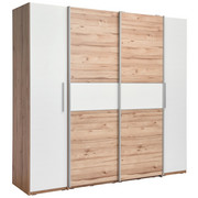 DREHTÜRENSCHRANK in Eichefarben, Weiß - Eichefarben/Alufarben, Design, Holzwerkstoff/Kunststoff (200,1/190,5/61,6cm) - Carryhome