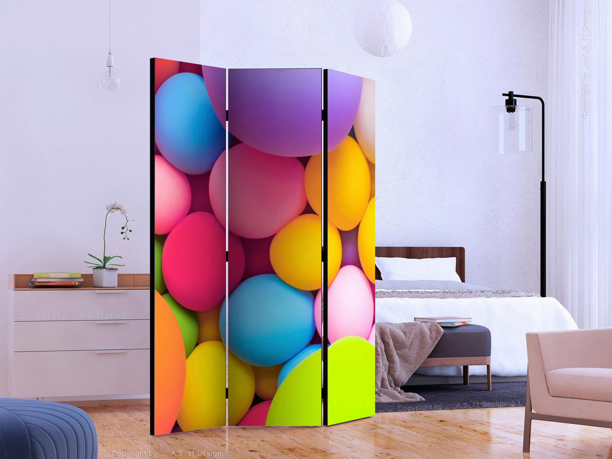 PARAVENT mit 3  Flügel - Multicolor, Basics, Holz/Textil (135/172/3cm) - artgeist