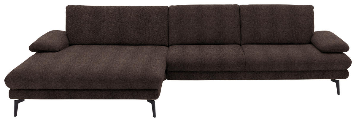 ECKSOFA in Chenille Dunkelbraun  - Dunkelbraun/Schwarz, Design, Textil/Metall (180/310cm) - Dieter Knoll