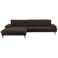 ECKSOFA  in Chenille Dunkelbraun  180/310 cm  - Dunkelbraun/Schwarz, Design, Textil/Metall (180/310cm) - Dieter Knoll