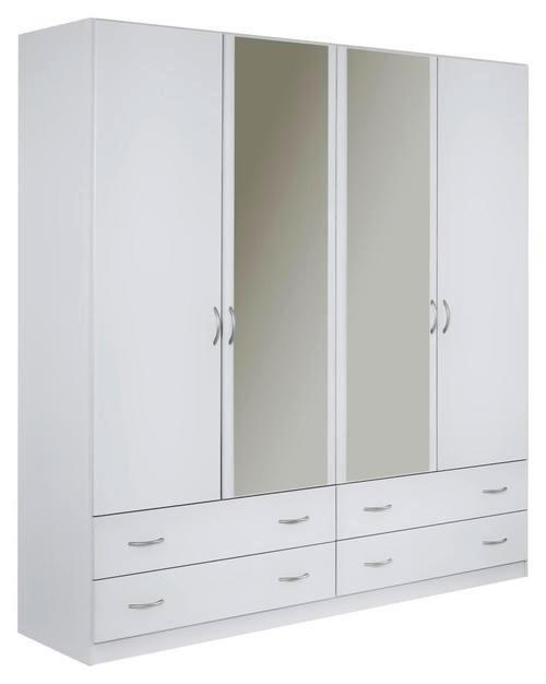 DREHTÜRENSCHRANK in Weiss  - Weiss/Silberfarben, Konventionell, Glas/Holzwerkstoff (181/197/54cm) - Boxxx