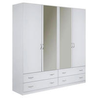 DREHTÜRENSCHRANK in Weiss  - Weiss/Silberfarben, Konventionell, Glas/Holzwerkstoff (181/197/54cm) - Boxxx