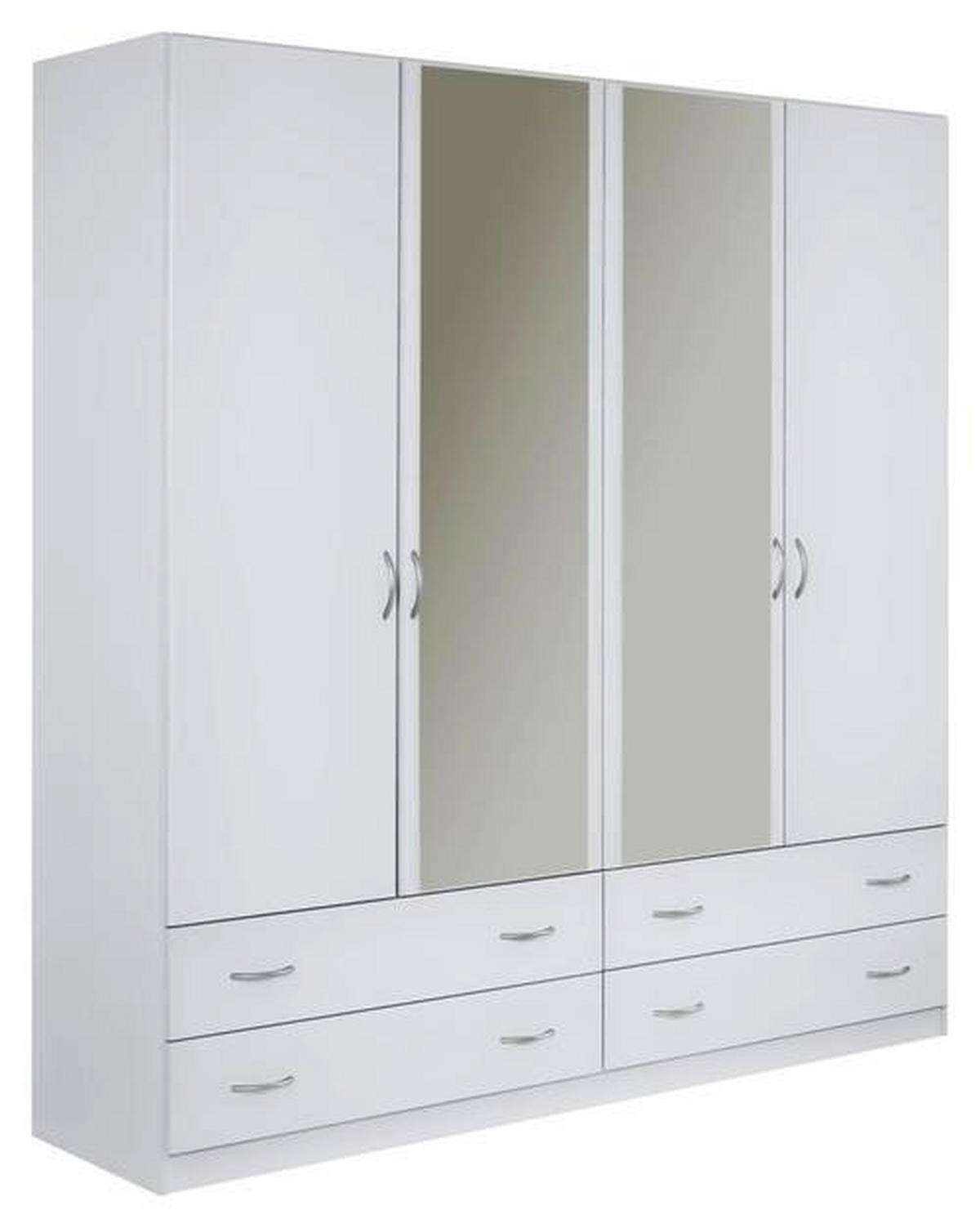 DREHTÜRENSCHRANK in Weiss  - Weiss/Silberfarben, Konventionell, Glas/Holzwerkstoff (181/197/54cm) - Boxxx