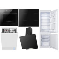 ELEKTROGERÄTESET NEXTGold999  - Schwarz, Basics, Glas/Metall (59,5/59,5/56cm) - Mican
