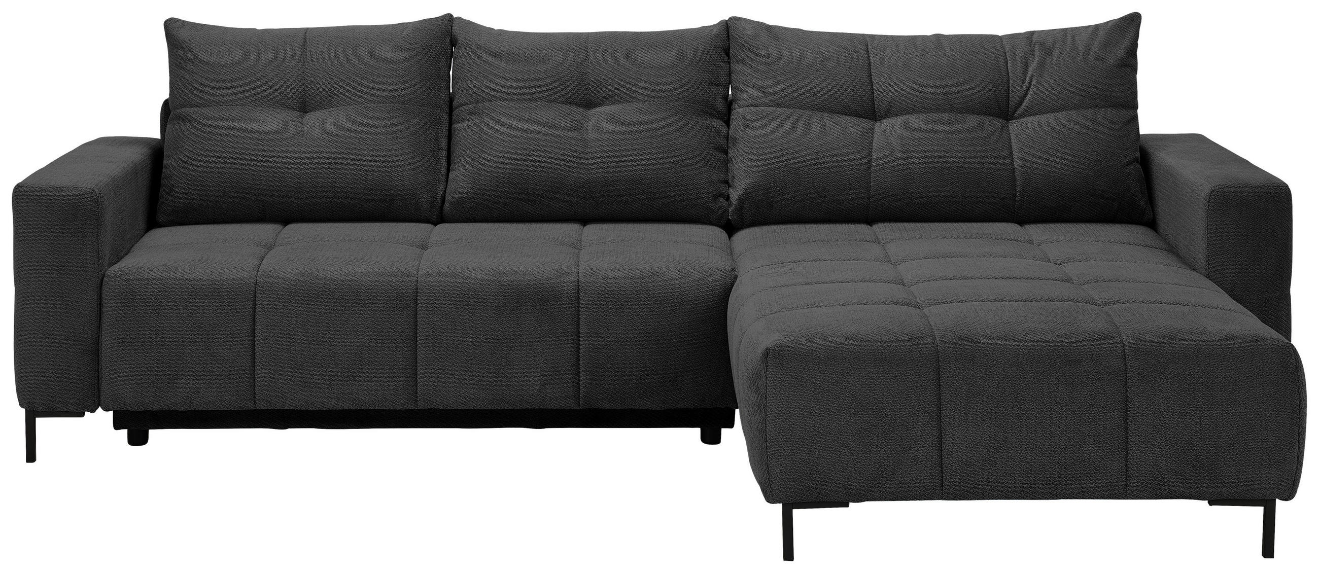 ECKSOFA Dunkelgrau Webstoff  - Dunkelgrau/Schwarz, KONVENTIONELL, Textil/Metall (292/192cm) - Carryhome