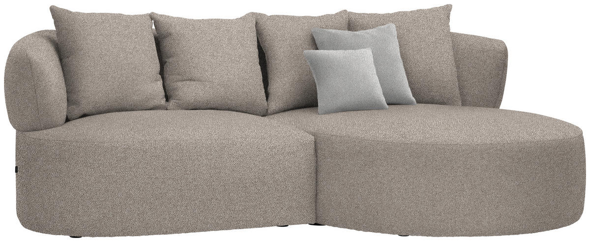 ECKSOFA in Plüsch Graubraun  235/166 cm  - Graubraun/Schwarz, MODERN, Kunststoff/Textil (235/166cm) - Hom`in
