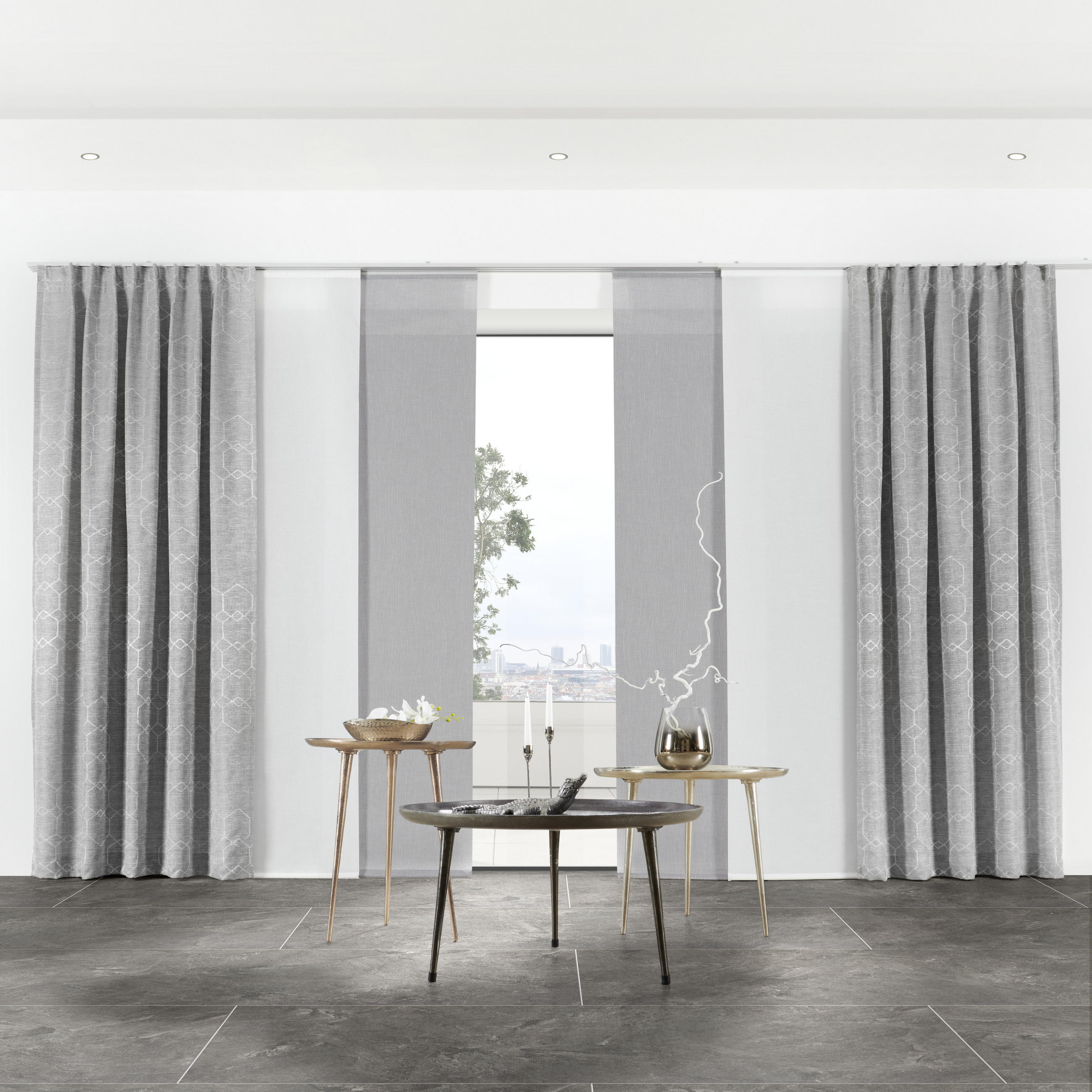 VORHANGSTOFF per lfm blickdicht  - Grau, Design, Textil (154cm) - Esposa