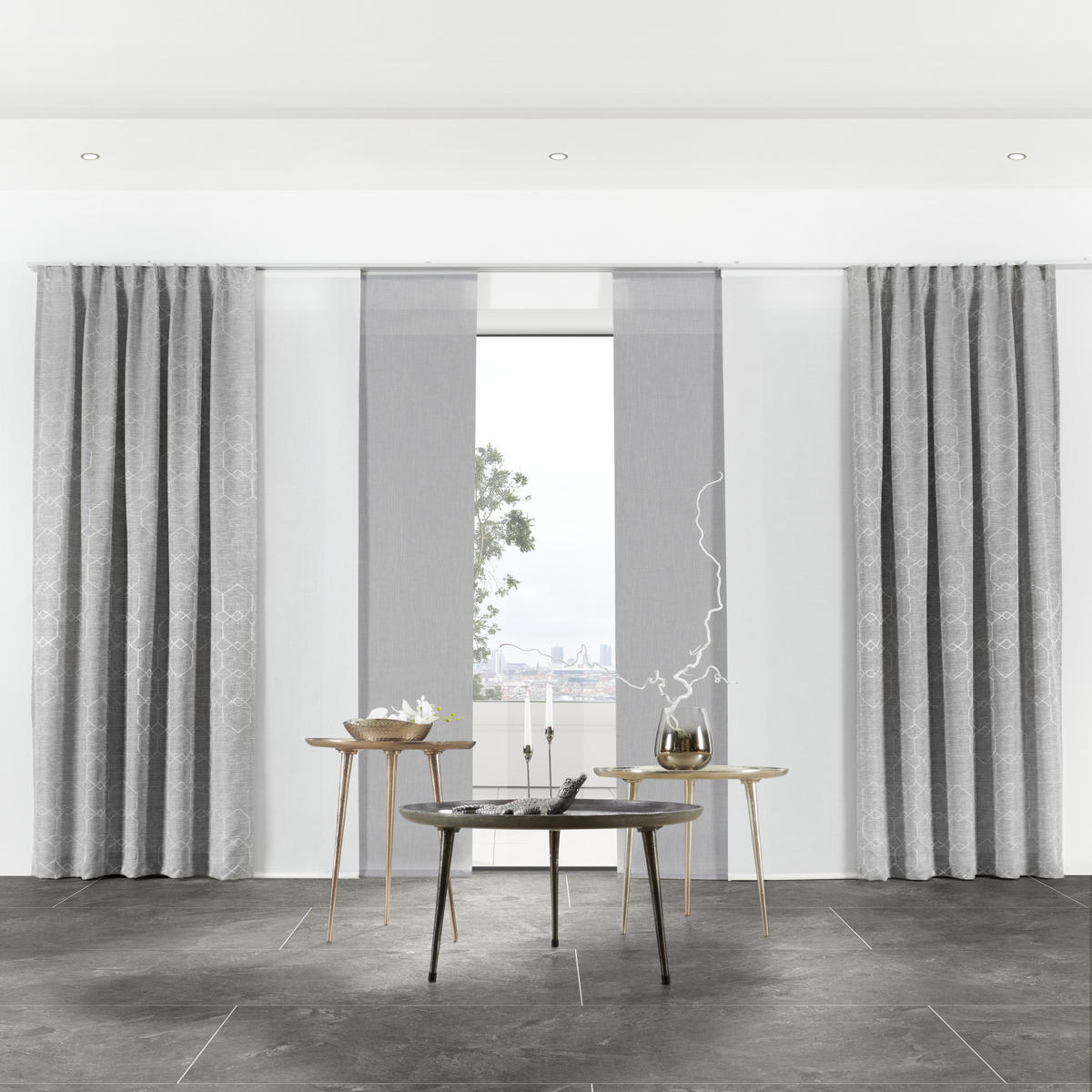 VORHANGSTOFF per lfm blickdicht  - Grau, Design, Textil (154cm) - Esposa
