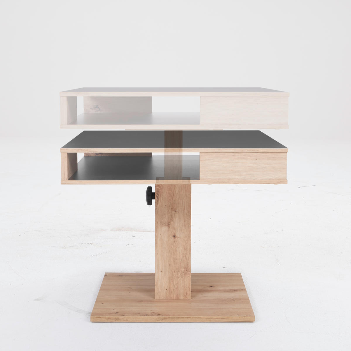 COUCHTISCH in Holzwerkstoff  - Wildeiche/Schwarz, Basics, Holzwerkstoff (65/52-77/65cm) - P & B