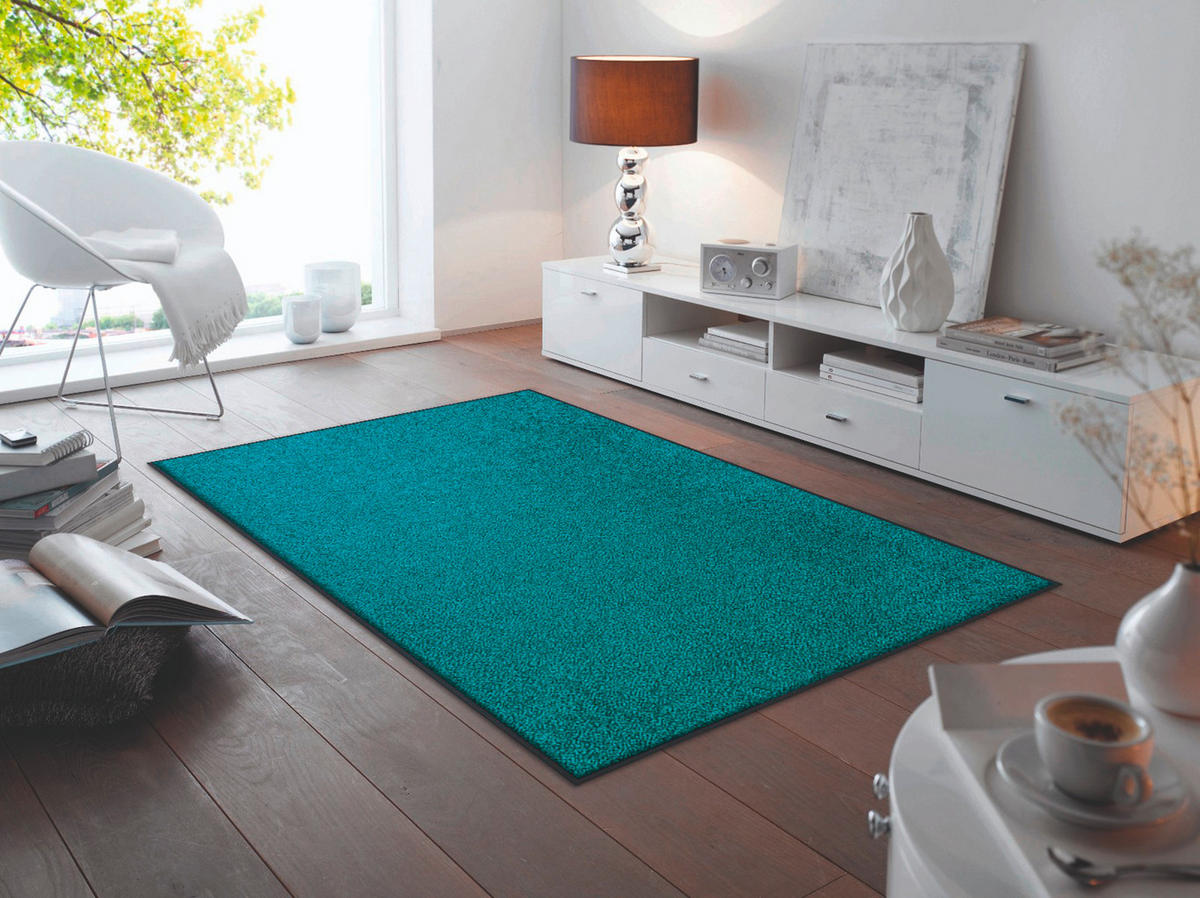COVOR CU ȚESĂTURĂ PLATĂ Peacock Green  - turcoaz/verde, Konventionell, plastic (120/180cm) - wash+dry