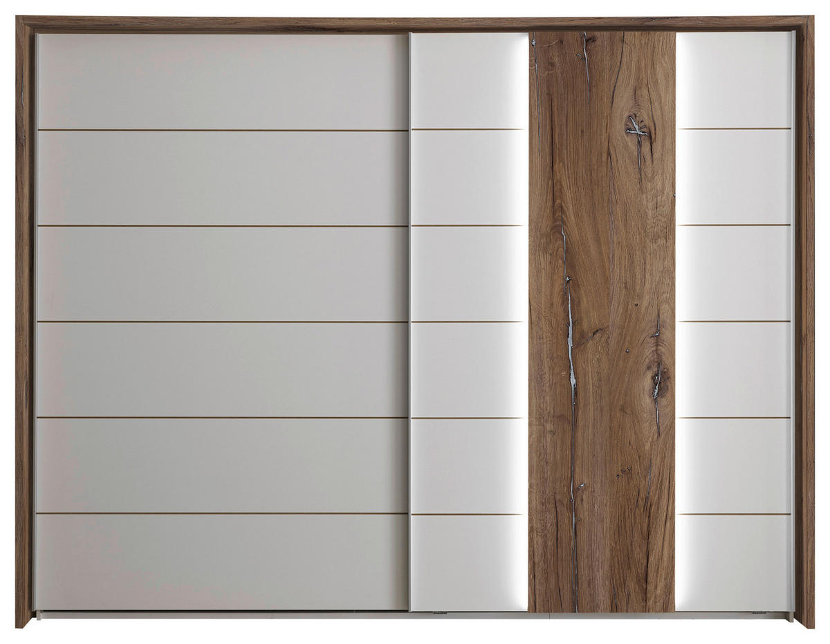 ŠATNÍ SKŘÍŇ, bílá, barvy dubu, 270/210/60 cm - bílá/barvy dubu, Moderní, kov/kompozitní dřevo (270/210/60cm) - Carryhome