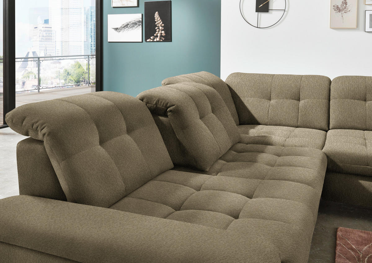 ECKSOFA in Chenille Olivgrün  - Chromfarben/Olivgrün, Design, Textil/Metall (310/260cm) - Beldomo Speed