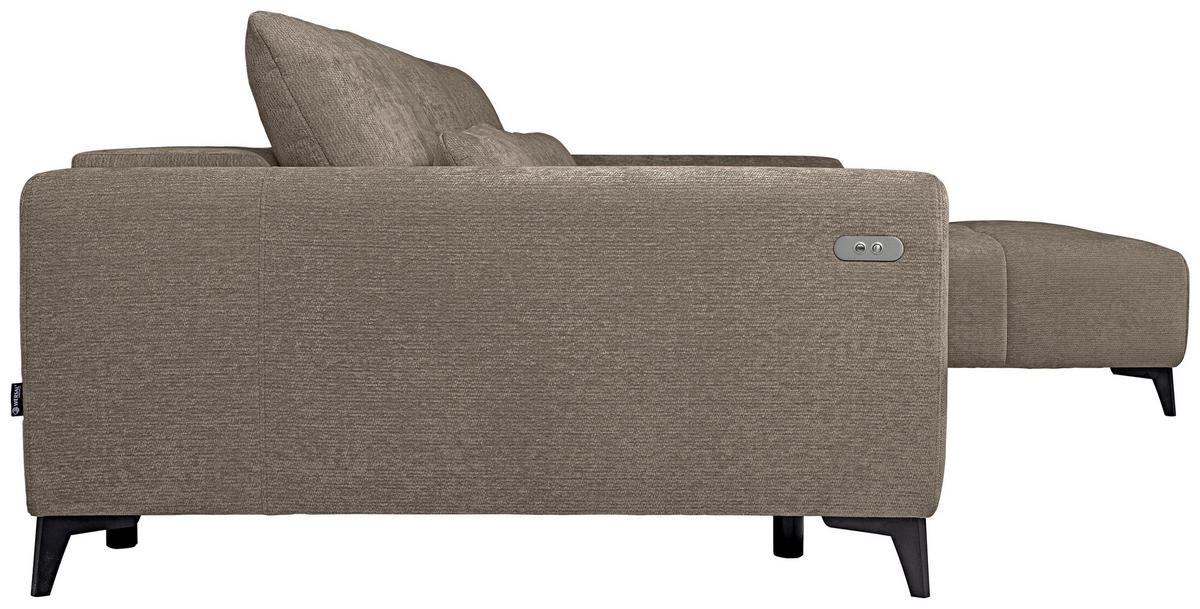 ECKSOFA Taupe Chenille  - Taupe/Schwarz, KONVENTIONELL, Kunststoff/Textil (279/222cm) - Hom`in