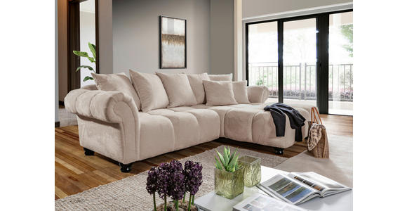 ECKSOFA  in Plüsch Beige  288/190 cm  - Dunkelbraun/Beige, KONVENTIONELL, Holz/Textil (288/190cm) - Carryhome