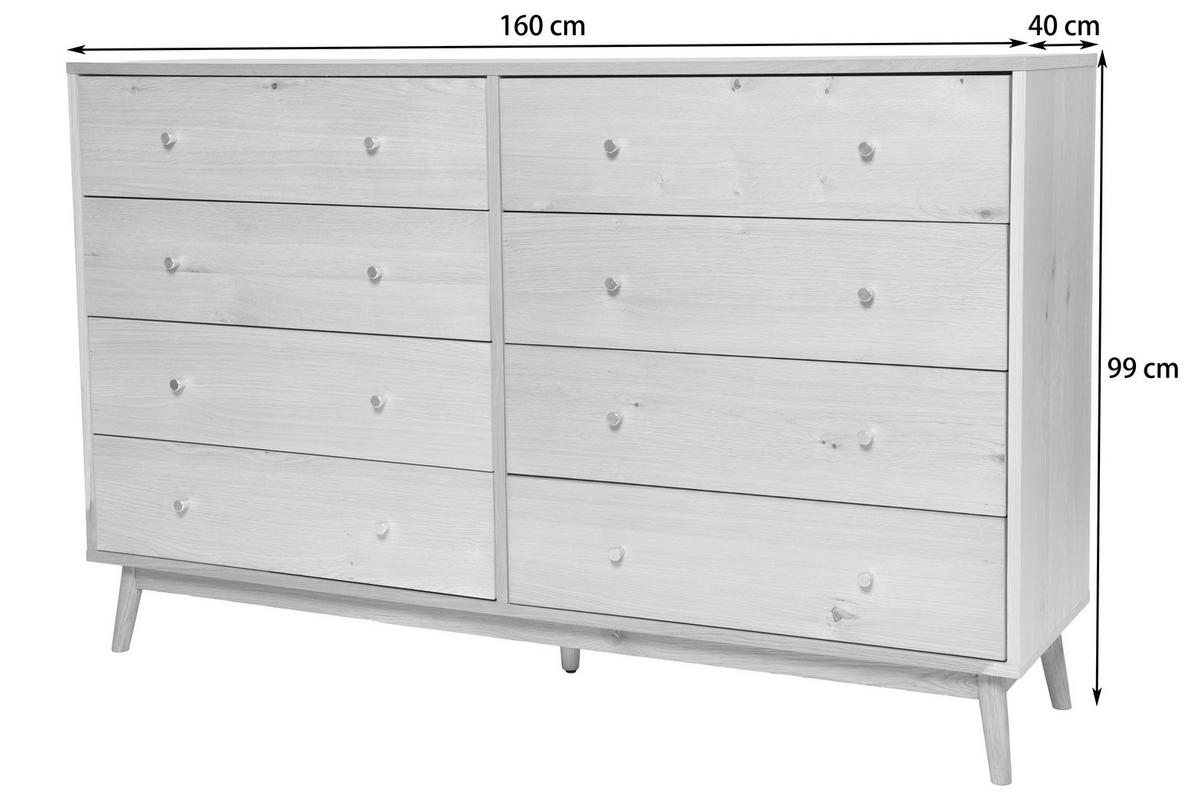 KOMMODE , 160/99/40 cm, 8 Schublade(n)  - Messingfarben/Naturfarben, Design, Holz/Holzwerkstoff (160/99/40cm) - Livetastic